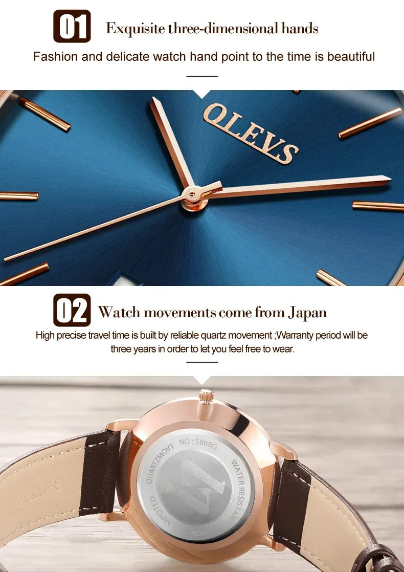 Montre Homme Classique – Mouvement Quartz Japonais, Bracelet Cuir & Verre Hardlex