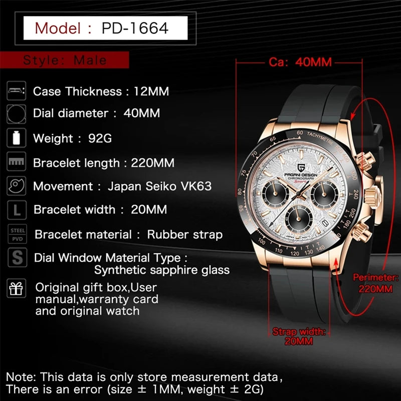 Cadran du chronographe homme avec date et aiguilles lumineuses