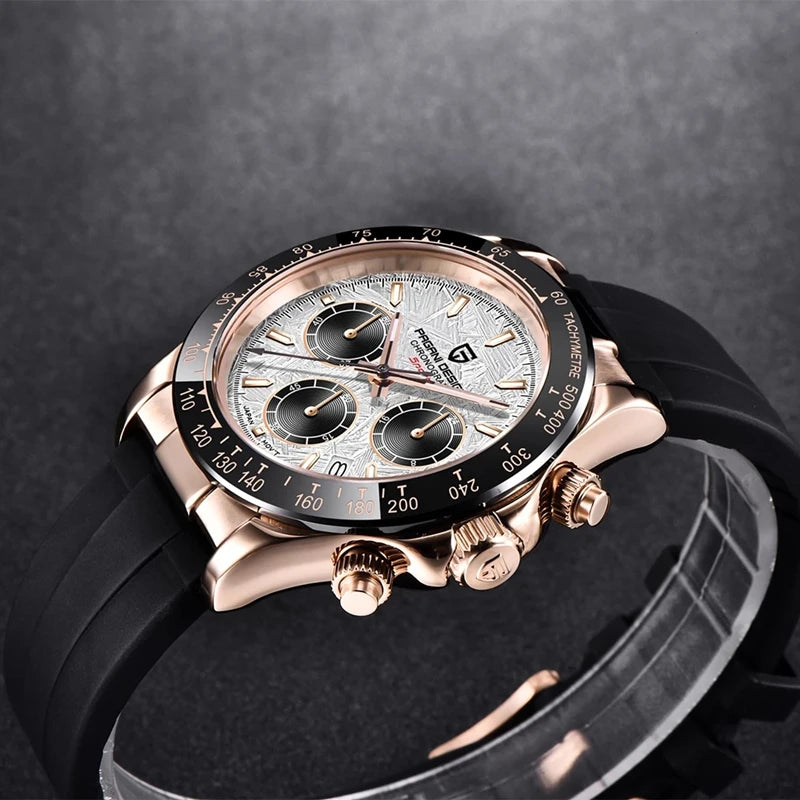 Cadran du chronographe homme avec date et aiguilles lumineuses
