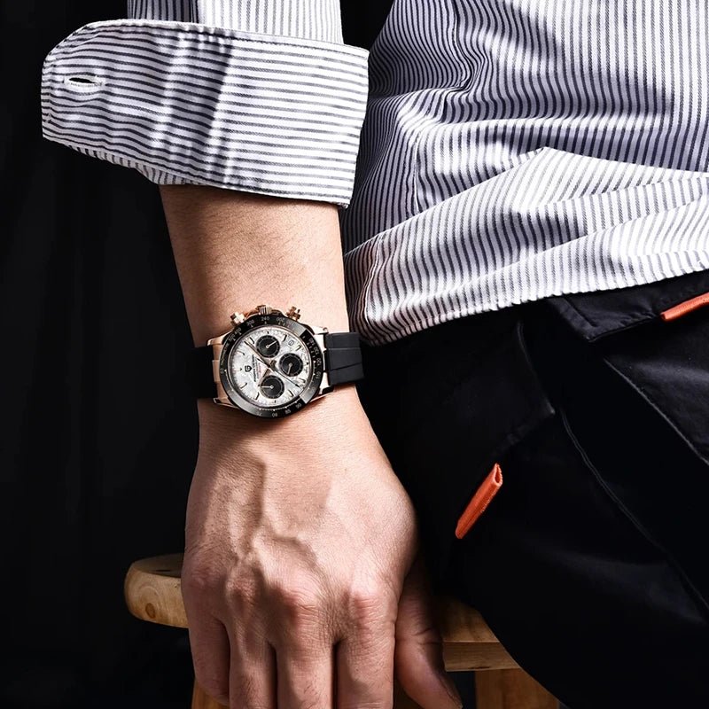 Chronographe Homme "Prestige" - Acier Inoxydable & Étanche - Montre Quartz