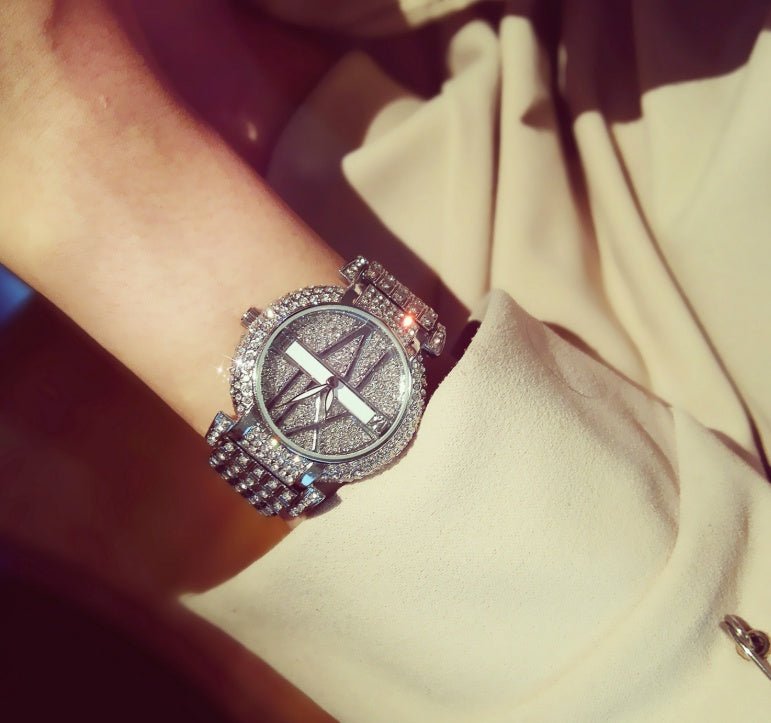 Montre Bijou "Éclat" pour Femme - Acier & Cristaux Scintillants - Montre Quartz