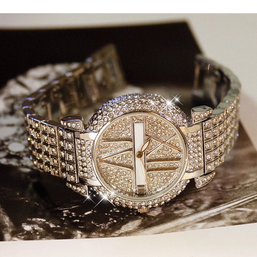 Montre Bijou "Éclat" pour Femme - Acier & Cristaux Scintillants - Montre Quartz