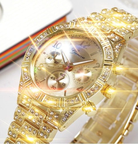 Montre Femme "Diamantine" - Acier Doré & Cristaux - Montre Quartz