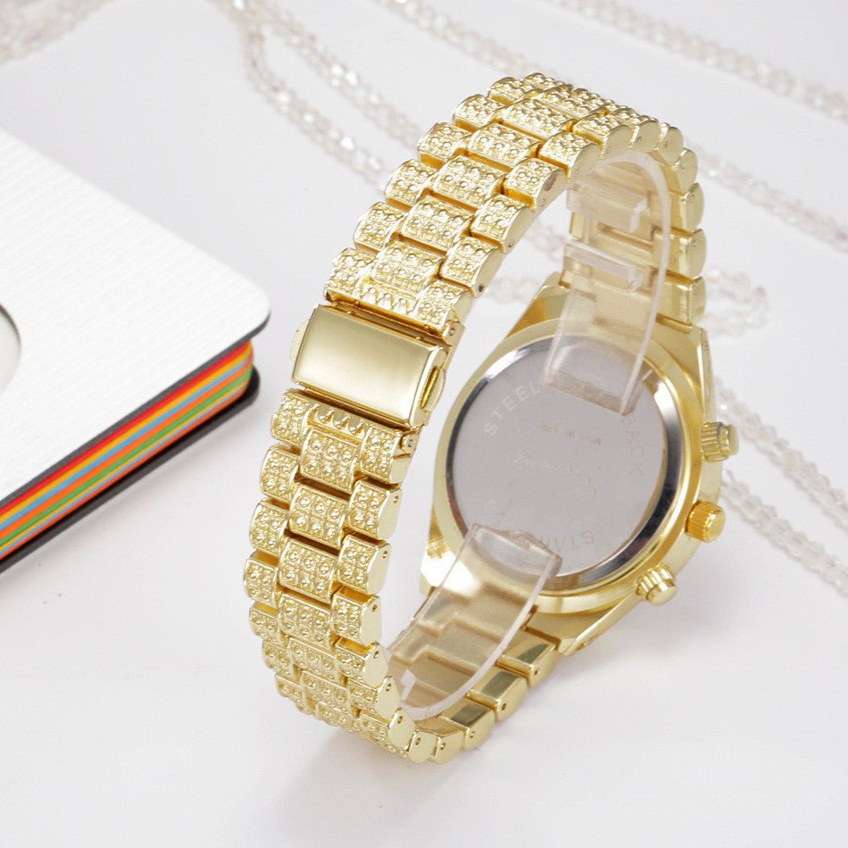 Montre Femme "Diamantine" - Acier Doré & Cristaux - Montre Quartz