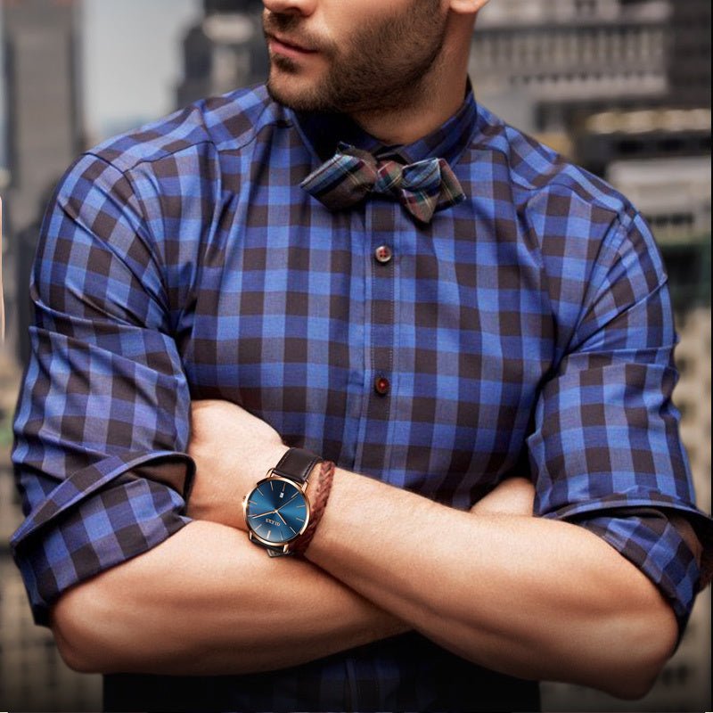 Montre Homme Classique – Mouvement Quartz Japonais, Bracelet Cuir & Verre Hardlex - Montre Quartz