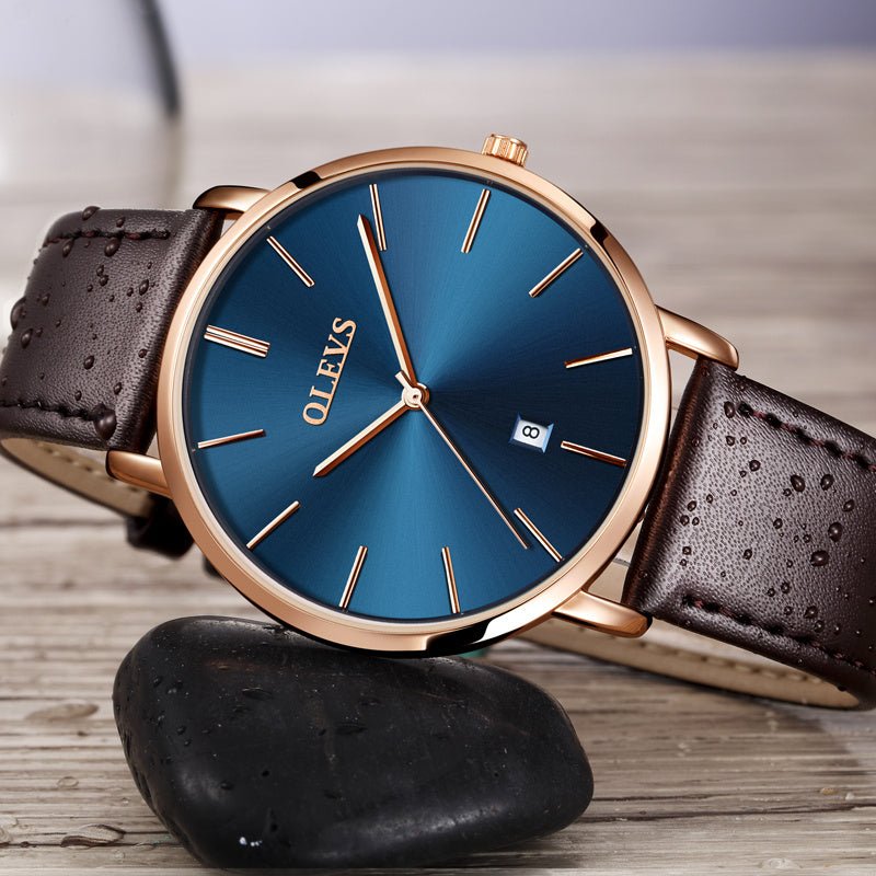 Montre Homme Classique – Mouvement Quartz Japonais, Bracelet Cuir & Verre Hardlex - Montre Quartz