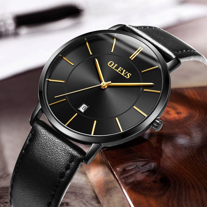 Montre Homme Classique – Mouvement Quartz Japonais, Bracelet Cuir & Verre Hardlex - Montre Quartz