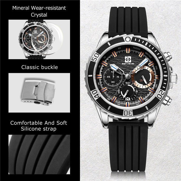 Montre Minimaliste Homme "Essentiel" 44mm - Acier & Cuir - Montre Quartz