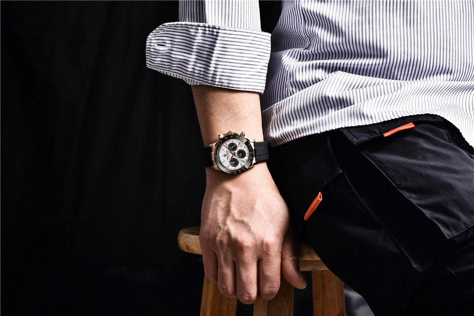 Chronographe Homme "Prestige" - Acier Inoxydable & Étanche