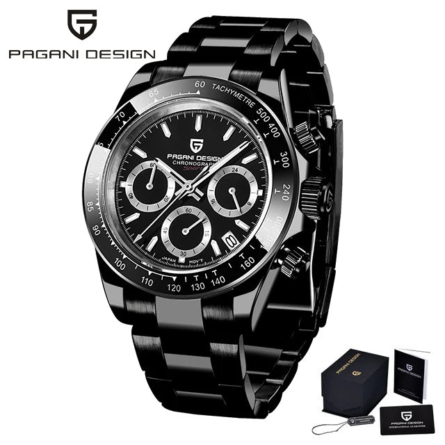 Cadran du chronographe homme avec date et aiguilles lumineuses