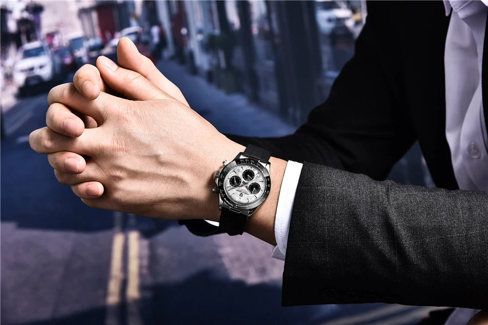 Chronographe Homme "Prestige" - Acier Inoxydable & Étanche