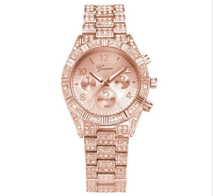 Montre Femme "Diamantine" - Acier Doré & Cristaux - Montre Quartz