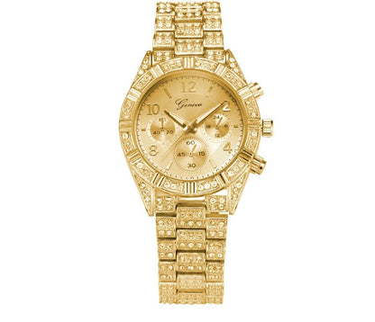 Montre Femme "Diamantine" - Acier Doré & Cristaux - Montre Quartz
