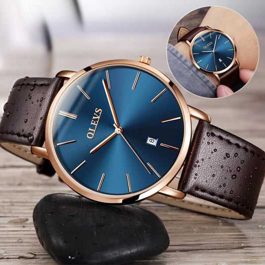 Montre Homme Classique – Mouvement Quartz Japonais, Bracelet Cuir & Verre Hardlex - Montre Quartz
