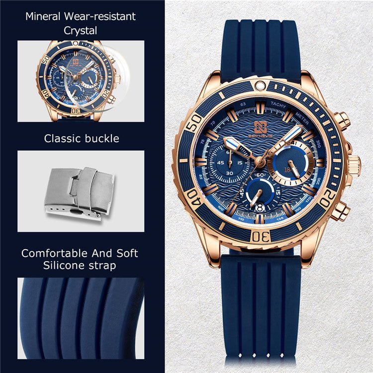 Montre Minimaliste Homme "Essentiel" 44mm - Acier & Cuir - Montre Quartz