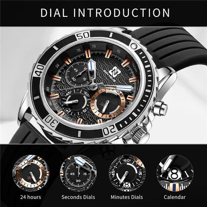 Montre Minimaliste Homme "Essentiel" 44mm - Acier & Cuir - Montre Quartz