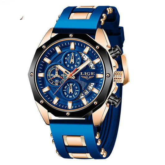 Montre Sport Homme LIGE "Fusion" - Silicone & Quartz Lumineux - Montre Quartz