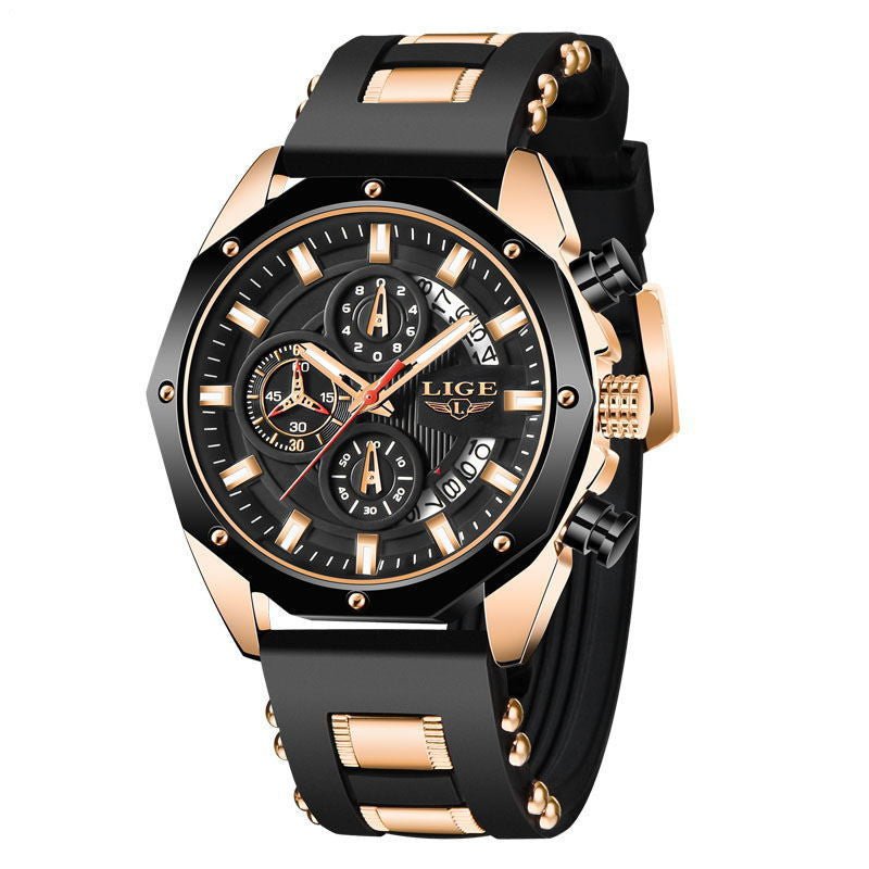 Montre Sport Homme LIGE "Fusion" - Silicone & Quartz Lumineux - Montre Quartz